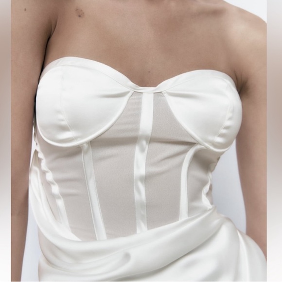 Zara Straight Neck Underwire Wrap Front Mini Dress - Picture 2 of 9